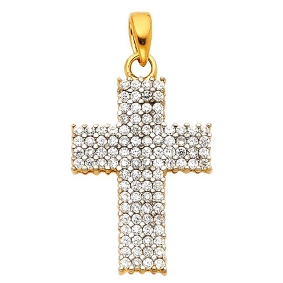 Jewelry - Small New 14K Gold CZ Cross Pendant